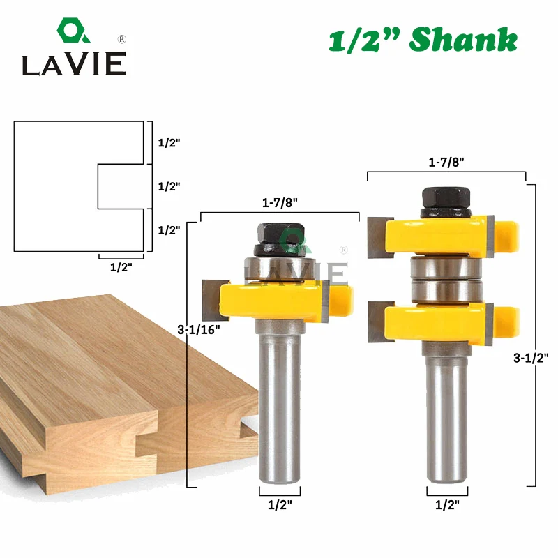 2 шт 12 мм 1/2 дюймов хвостовик Язык и паз фрезы Набор 1-1/2 шипы фрезы для деревообработки инструменты бит 03074