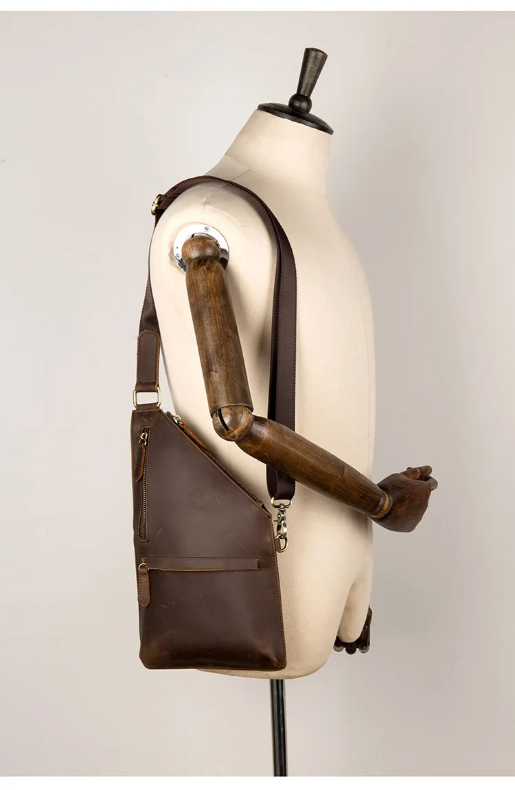 Модная нагрудная сумка через плечо мужская сумка через плечо сумка из натуральной кожи многофункциональная винтажная дизайнерская сумка на плечо для путешествий
