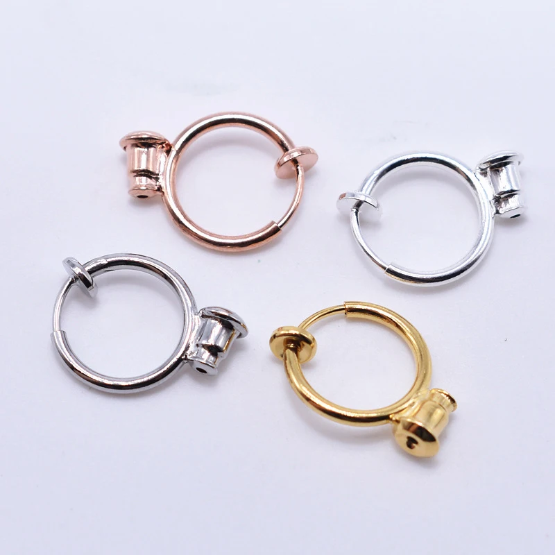 

Circle Earrings Adapter People Clip On Findings DIY Jewelry Making Tool Metal Stud Ear Clips Converter Adaptor for Non-pierced