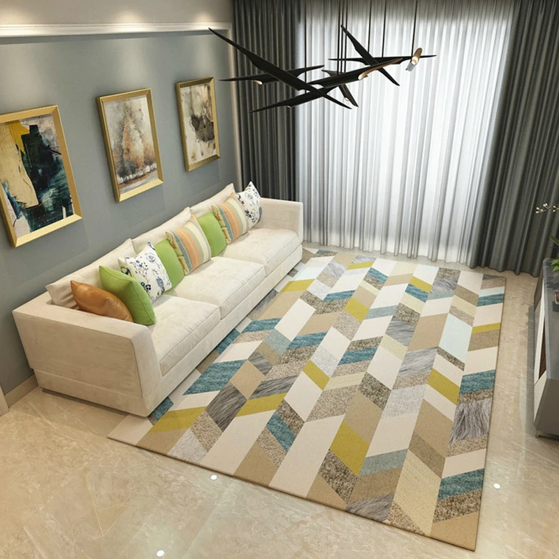

Fashion Modern Scandinavian Geometric Soft Flannel Floor Foot Door Mat Bathroom Kitchen Parlor Living Room Decor Carpet Rug -A