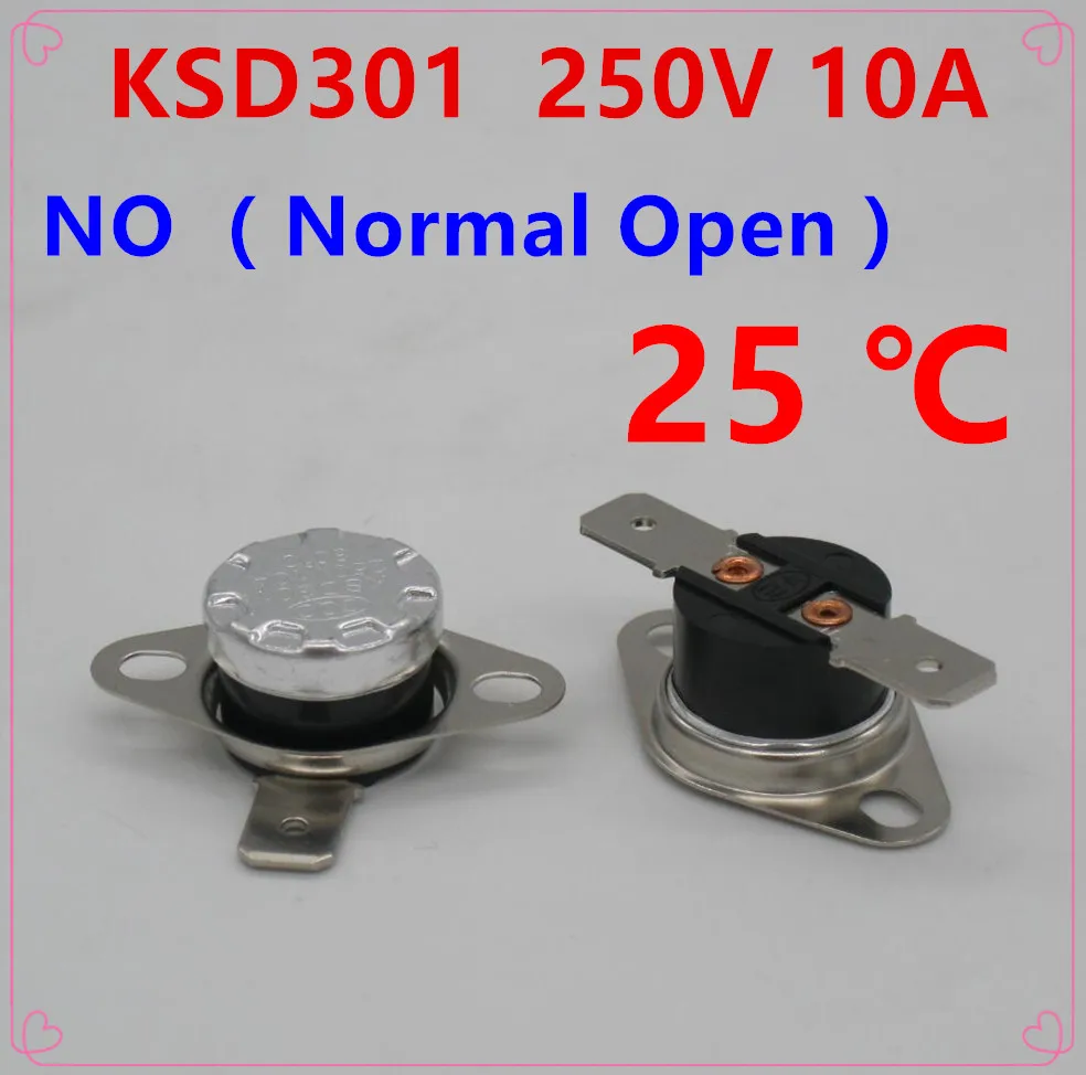 10pcs/lot Ksd301 10a250v 25 Degree Celsius (n.o.) Normally Open ...