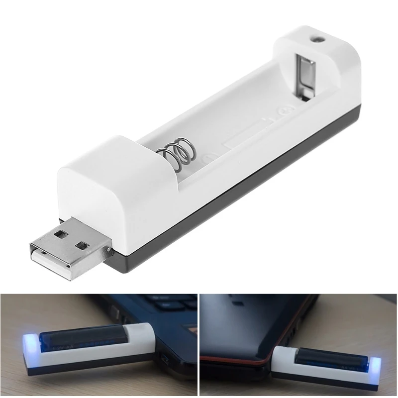 

USB AA/AAA Ni-MH Rechargeable Battery Charger Adapter DC 1.2V Portable 1-Slot