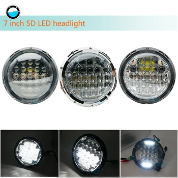 

for Jeep Wrangler JK CJ 7 Inch LED Headlights DRL High Low Beam with H4 Hi-Lo 5D Projector 75W Led Headlight for Lada Uaz Niva.