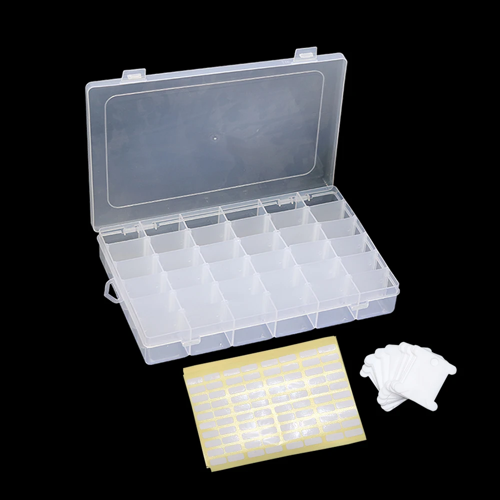 

Plastic Embroidery Floss Cross Stitch Organizer Storage Box with 120 Floss Bobbins & 800 Floss Number Stickers DIY Sewing Tool