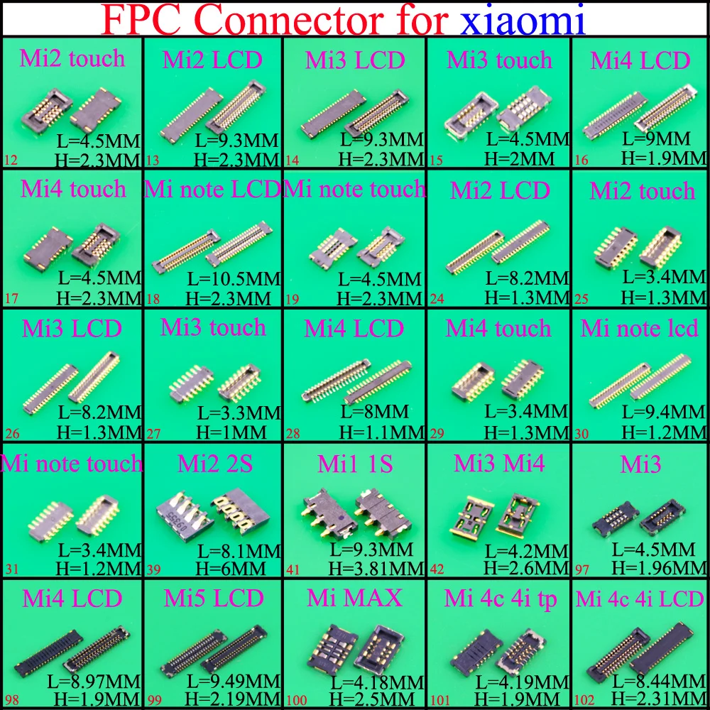 YuXi абсолютно ЖК-разъем FPC/сенсорная материнская плата FPC разъем/дисплей материнская плата FPC для Xiaomi 1/2/3/4/5/Note/max/4C 4i