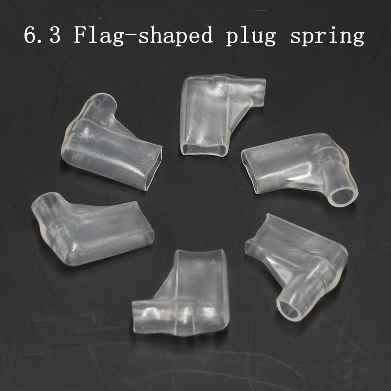 

50pcs 6.3mm flag-shaped spring-proof sheathed PVC insulated flame-retardant jacket transparent soft jacket flag terminal