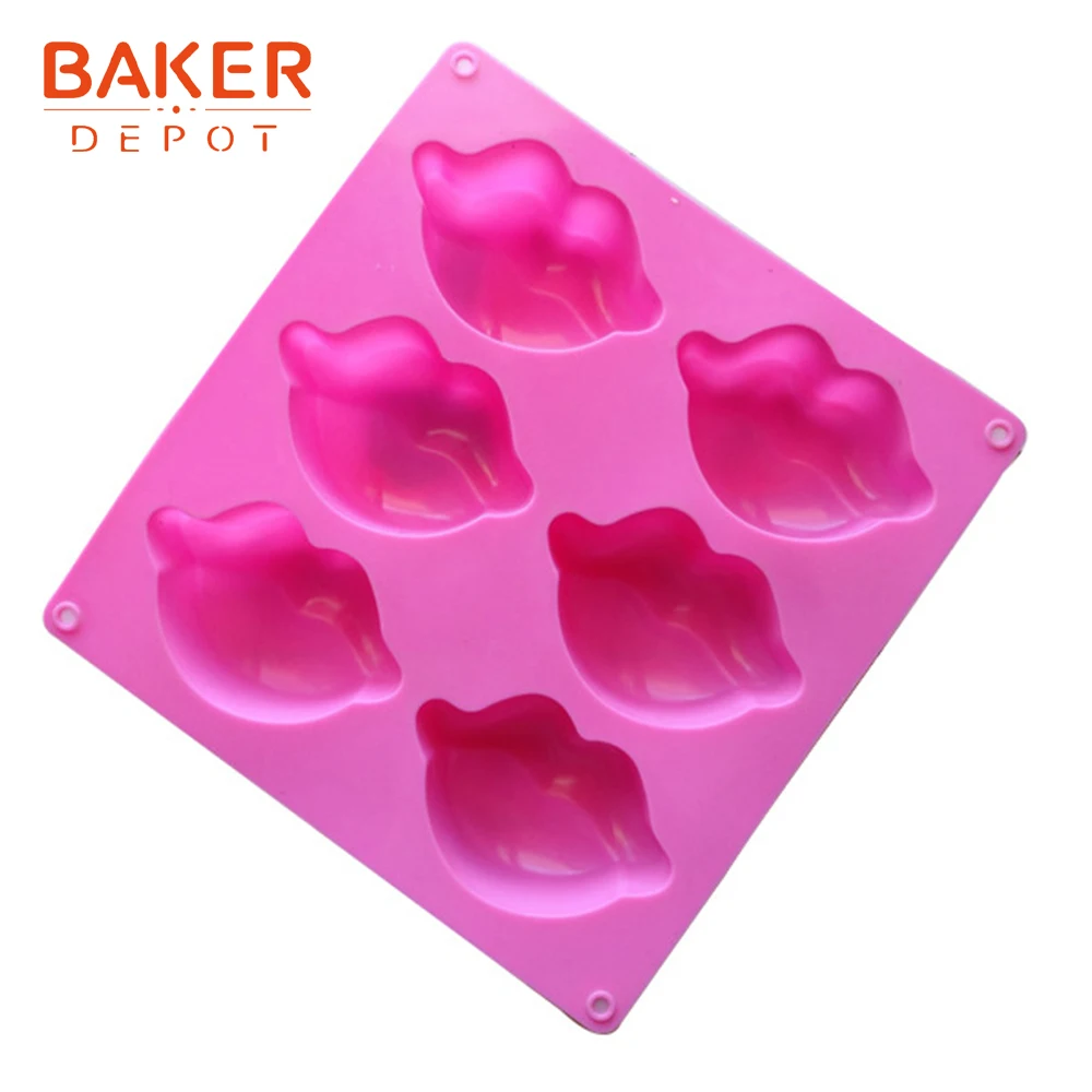 BAKER DEPOT силиконовая форма для выпечки, формочка в форме губ, формы для мыла, формы для пудинга, желе, формы для выпечки тортов, кондитерские инструменты для хлеба, 6 отверстий