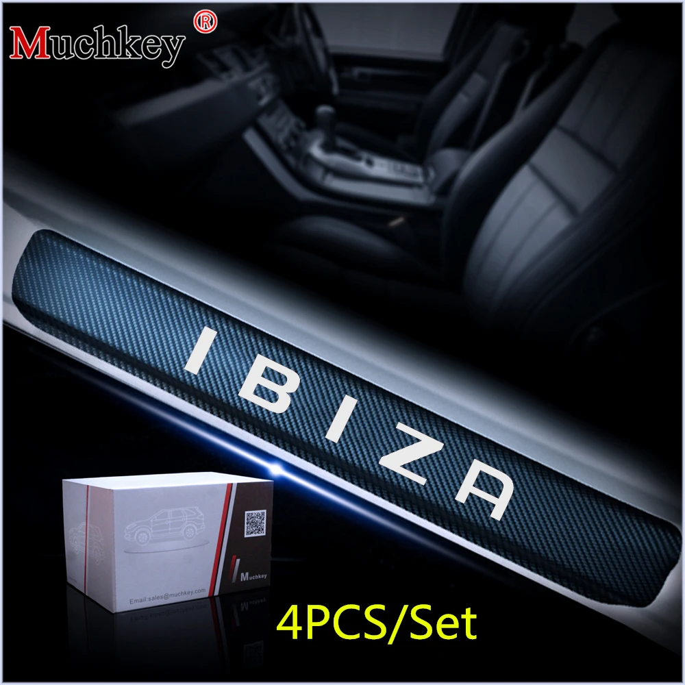 

Car Sticker For Seat IBIZA 4D Carbon Fiber Vinyl Stickers Car Door Sill Scuff Plate Protector Door Threshold Welcome Plate 4Pcs