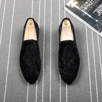 

Korean style men's casual breathable cow suede leather shoes black young gentleman wedding party slip-on driving shoe man loafer