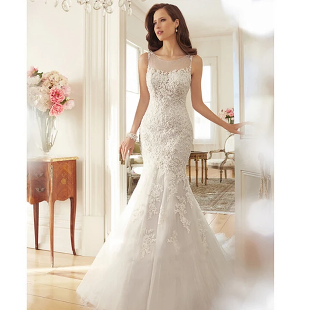 Romantic Simple Mermaid Slim Wedding Dress Body Shape Dress For ... Romantic Simple Mermaid Slim Wedding Dress Body Shape Dress For ...