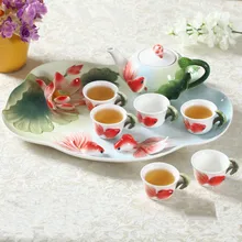 8 шт. Китайский кунг-фу эмалированный фарфоровый набор для кофе чайный набор, чашки высокого качества керамический чайник европейские чайные кофейные кружки