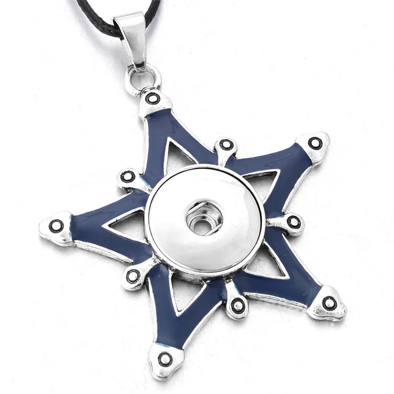 

New Styles Metal Star 18mm Snap Button Necklaces & Pendants Snap Jewelry DIY Jewelry For Women Men Gift ZG299