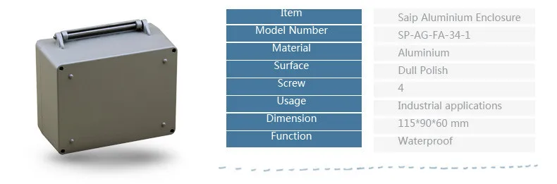 Водонепроницаемый алюминиевый корпус/алюминиевый водонепроницаемый ящик для промышленного применения IP 67 115*90*60 мм(SP-AG-FA-34-1