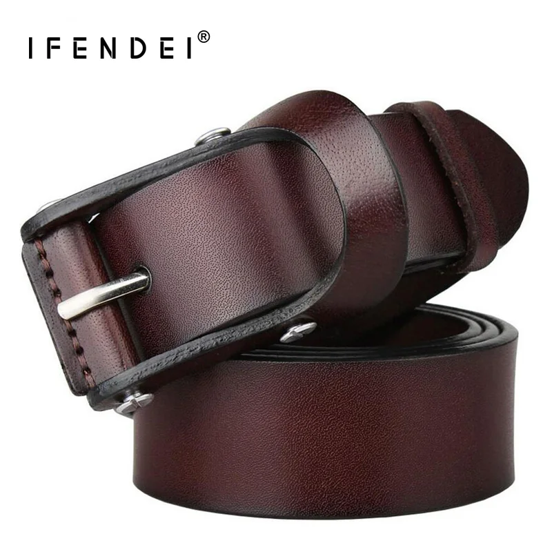 

IFENDEI Luxury 100% Leather Belt Men First Layer Of Cow Leather Buckle Anti-allergic Leather Men 's Belt Casual Wild Belts Strap