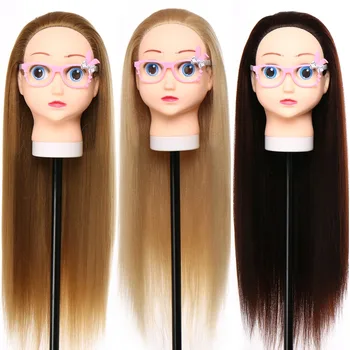 

SHERUI 26'' Cute Cartoon Training Heads With Long Thick Hairs Practice Hairdressing Mannequin Dolls Hair Styling Children Gift