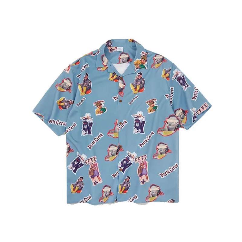 

HFNF hip hop streetwear men Hawaiian Printed Floral summer floral rapper beach shirts for men Youth Harajuku Leisure shirts