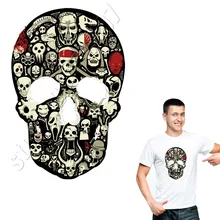 Популярные наклейки с черепом на одежду классные парчи для мужчин хип хоп все матч аппликация группа одежда термонаклейки на заказ