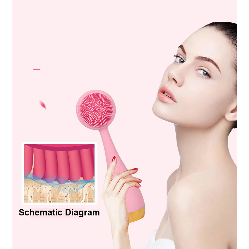 

Silicone Beauty Electric Washing Brush Facial Exfoliating Blackhead Face Cleansing Tool Soft Deep Cleaning Face Brushes L48