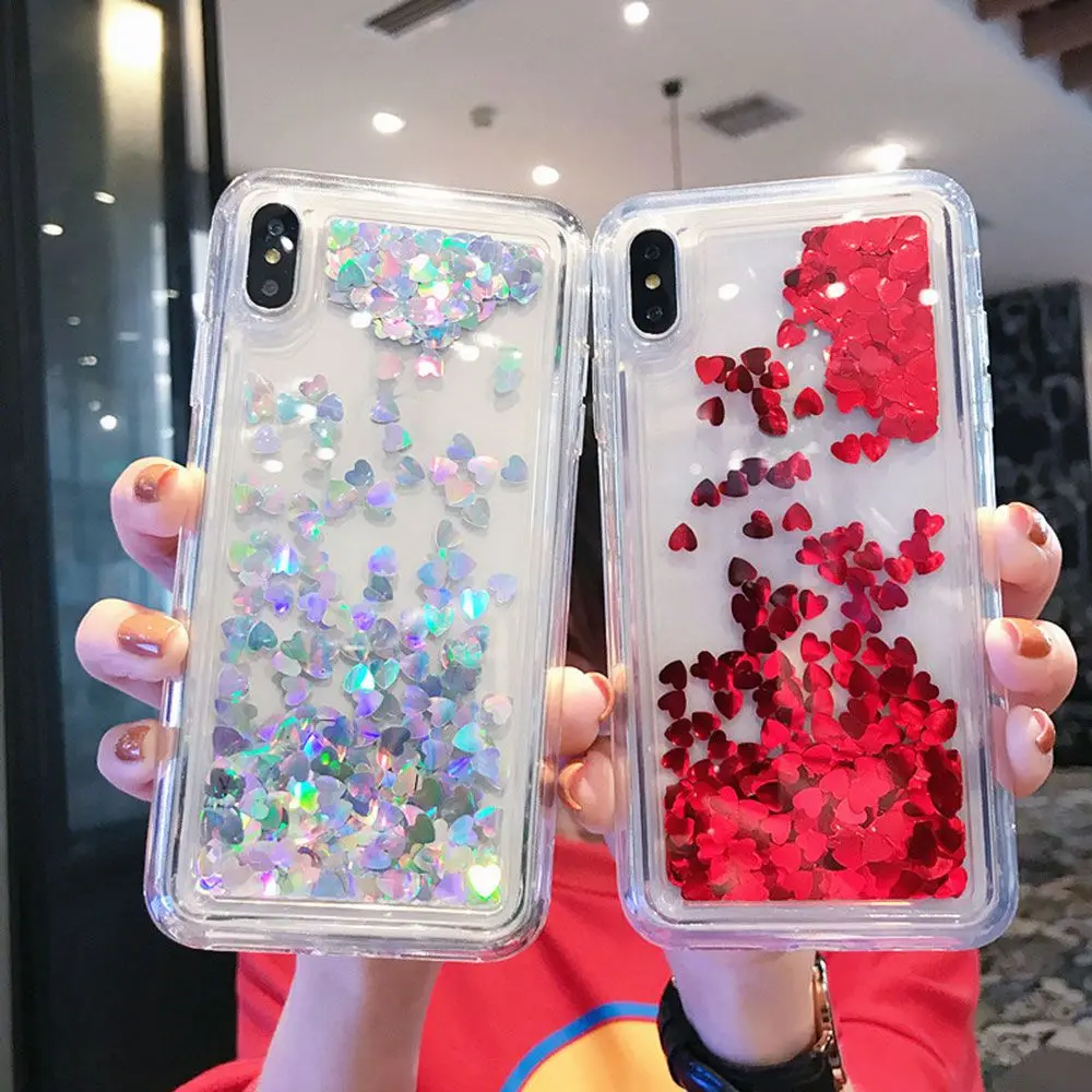 KISSCASE Girly Quicksand Case For iphone X 7 8 XS MAX XR Dynamic Liquid Glitter Phone Cases for 6 6S Plus Back Cover |