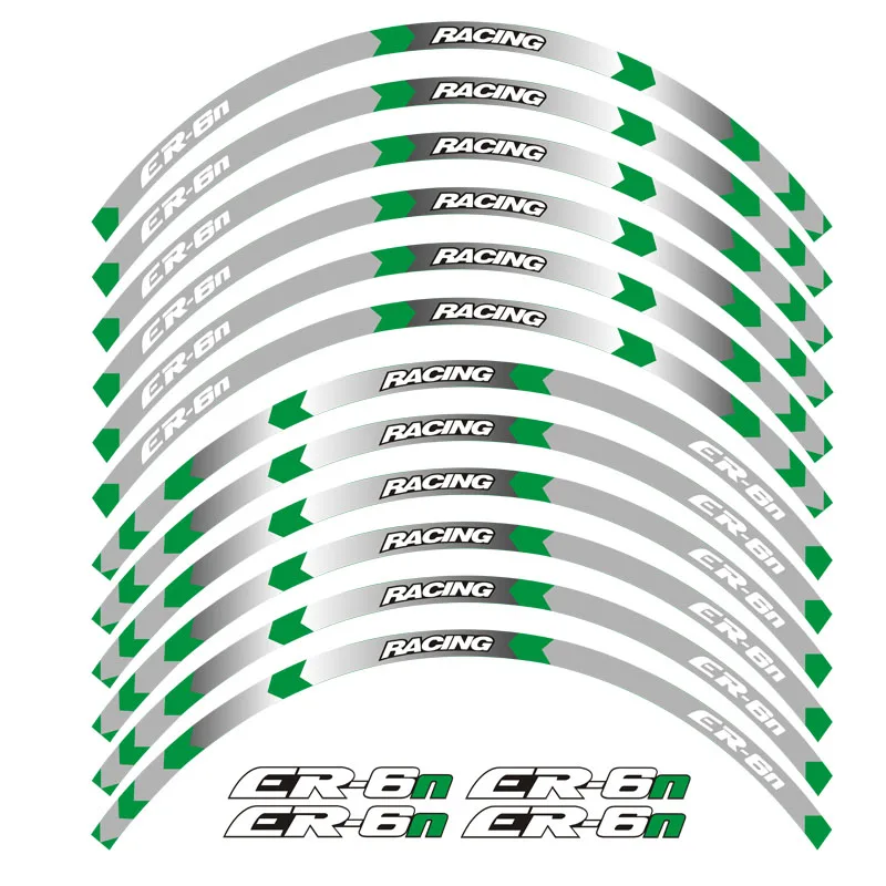 7 цветов мотоцикла высокое качество клейкую ленту 3м колесная наклейка светоотражающие наклейки обода стремени для Kawasaki ER-6N ER6N новое поступление - Цвет: B Green