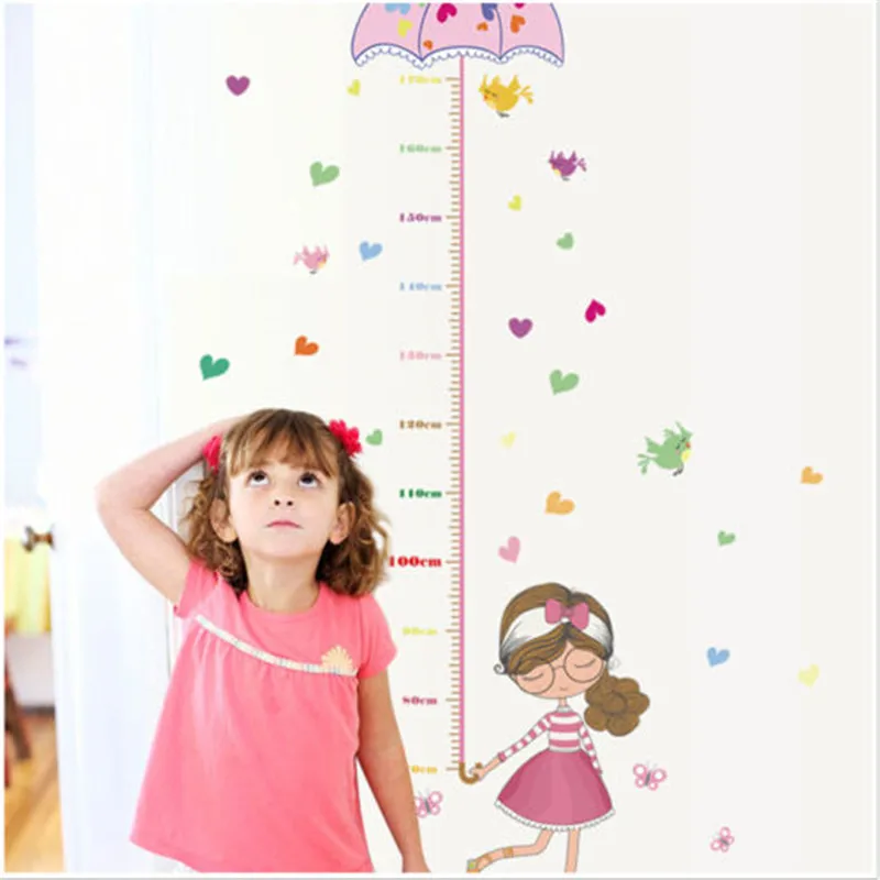 

Umbrella Measure Height Girl And Boy Removable Vinyl Wall Sticker Decal Art Home Decoration