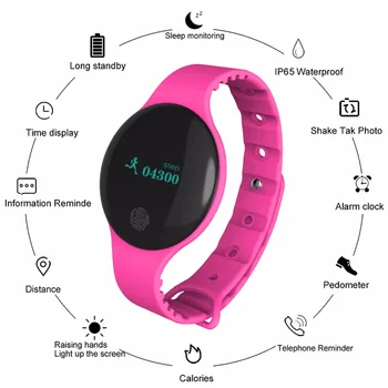 

Bluetooth Women Fitness Sports Record Monitoring Smart Band Smart Wrist Band IP66 Healthy Sleep Monitoring Watch for IOS Android