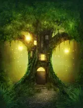 Cinderella enchanted forest Tree House cenário Vinil Computer impresso crianças foto fundo do estúdio de pano de Alta qualidade