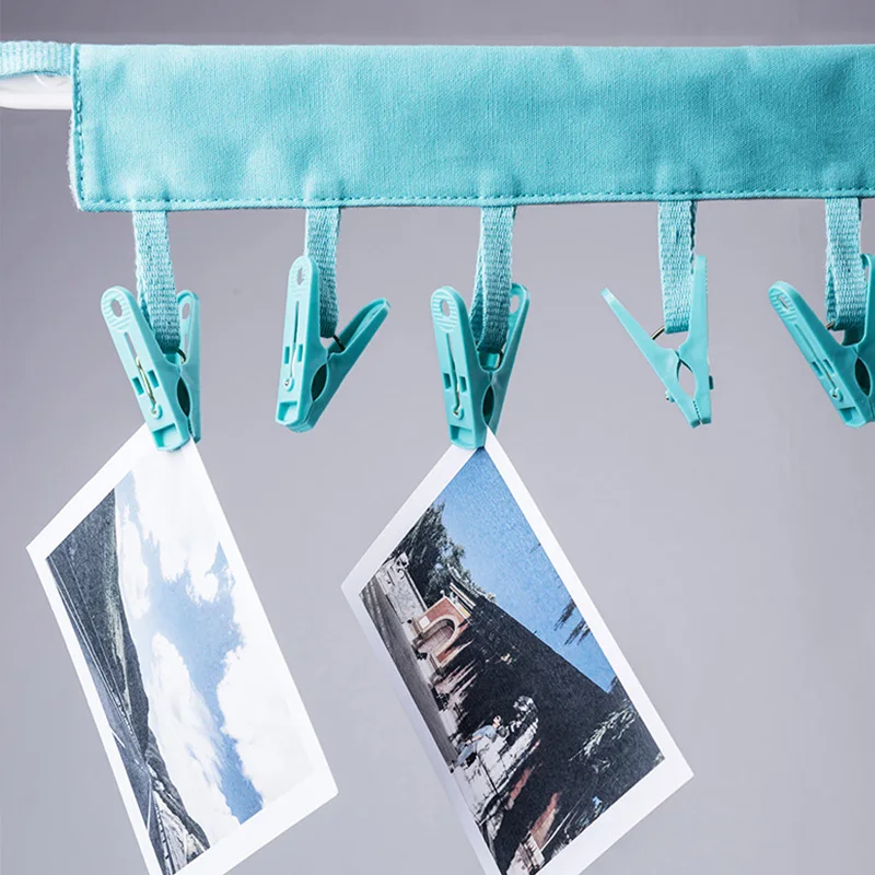 4 Colors Portable Socks Dry Cloth Travel Portable Folding Cloth Hanger Clips Clothes Cloth Hanger Hats Bag Key Hooks 6 Clips