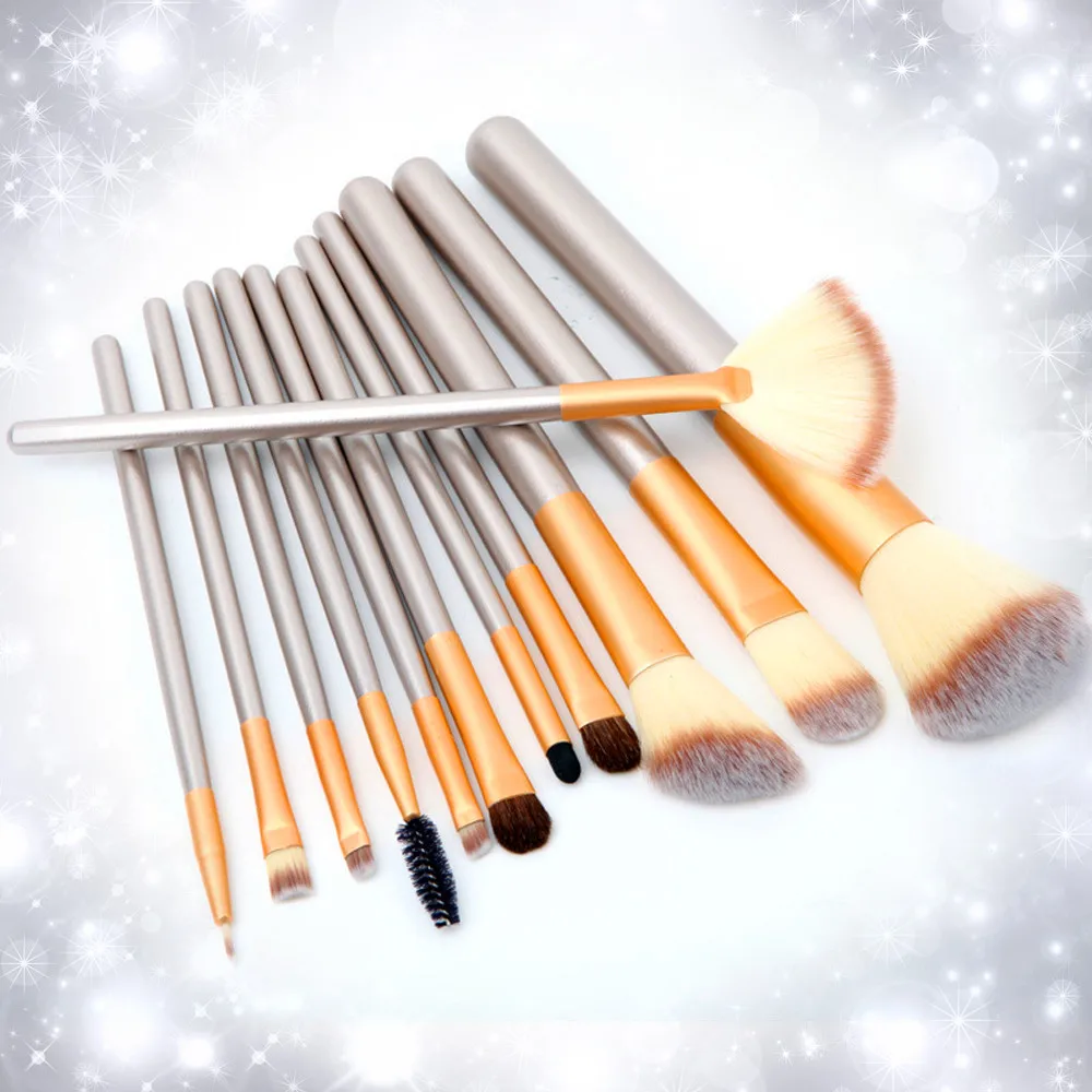 12pcs Makeup Brushes Set Fondation Eyeshadow Cosmetic Tool Powder Blusher Eyeliner Eyebrow Lip Brush soin G413 | Красота и здоровье