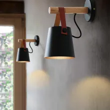 Светодиодный настенный светильник настенная деревянная лампа прикроватные фары ночные огни современный скандинавский абажур домашний декор белый и черный ремень E27 85-265 в