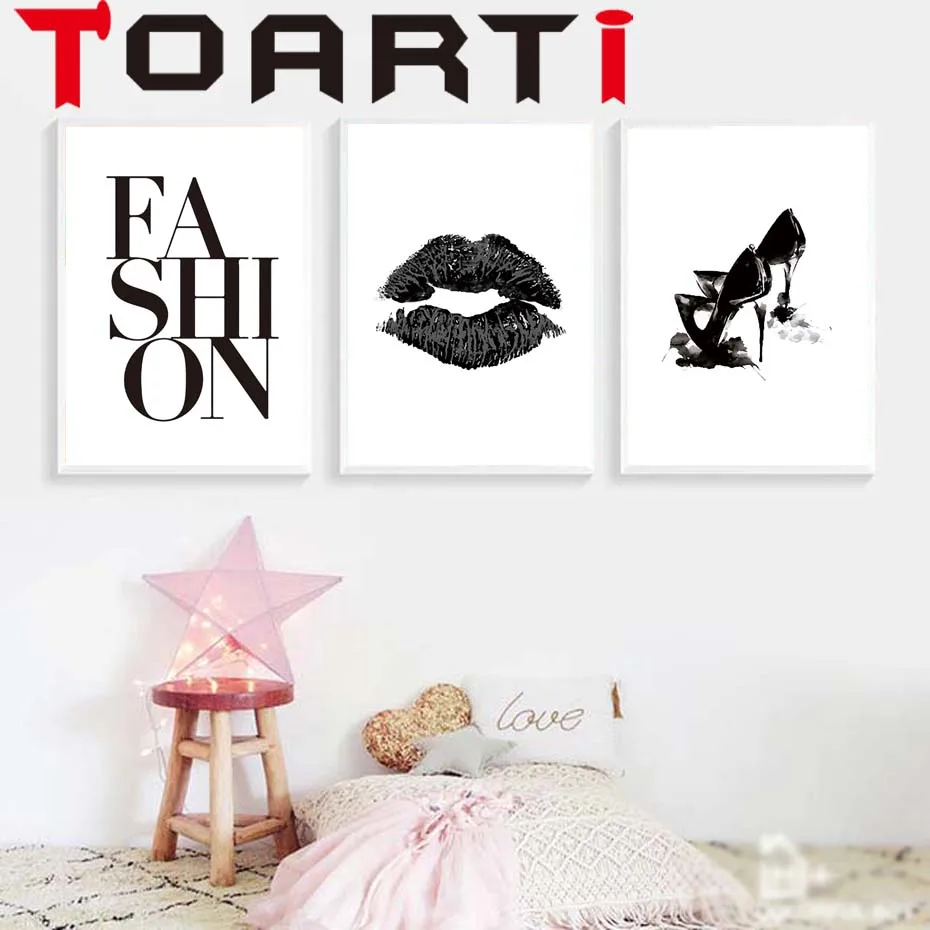 Various Patterns Posters And  Fashion Lip Shoes Picture Prints Canvas Painting Nordic For Living Room Home Decoration No Frame (1)