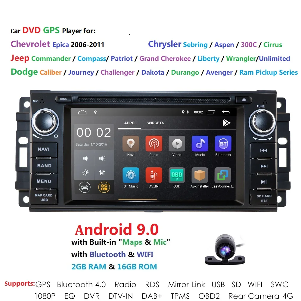 Cheap 1 din Android 9.0 Car Radio Car DVD automotivo head unit For Chevrolet Epica jeep Grand Cherokee Chrysler 300 Compass 2006 -2011 1