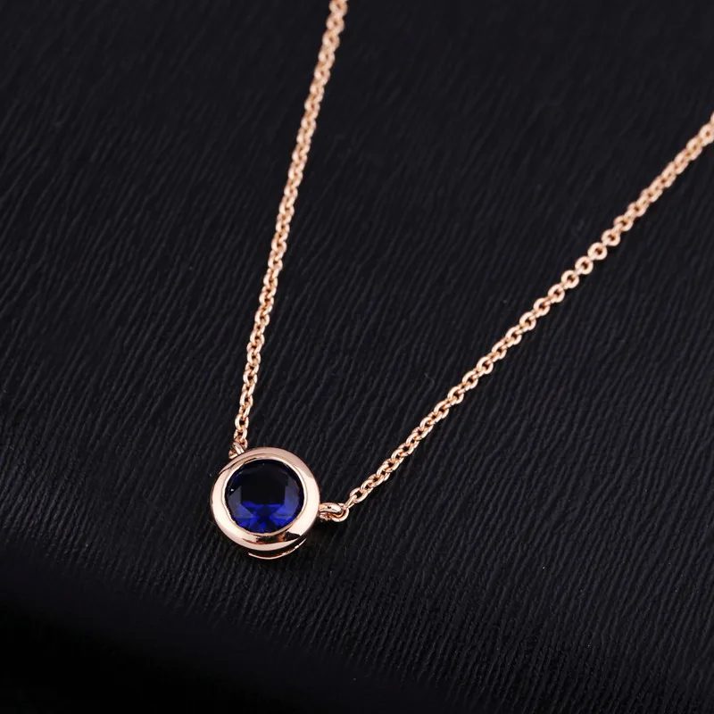 MIGGA элегантный один кубический циркон кристалл кулон цепочки и ожерелья розовое золото цвет Колье цепи для женщин ювелирные изделия - Окраска металла: Blue