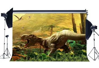 

3D Dinosaur Backdrop Jurassic Period Cartoon Backdrops Jungle Forest Trees Fairytale Photography Background Decoration