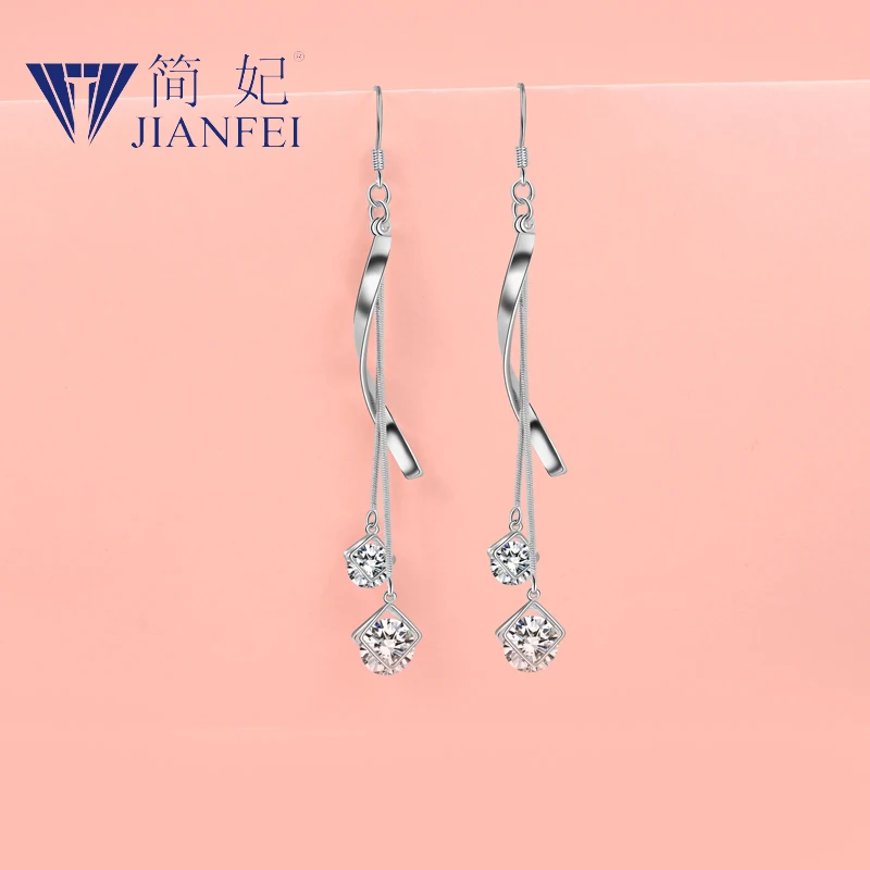 

Double zircon 925 sterling silver needle Simplicity Fashion Graceful Earrings For Woman Girls Fashion Jewelry Gift 1