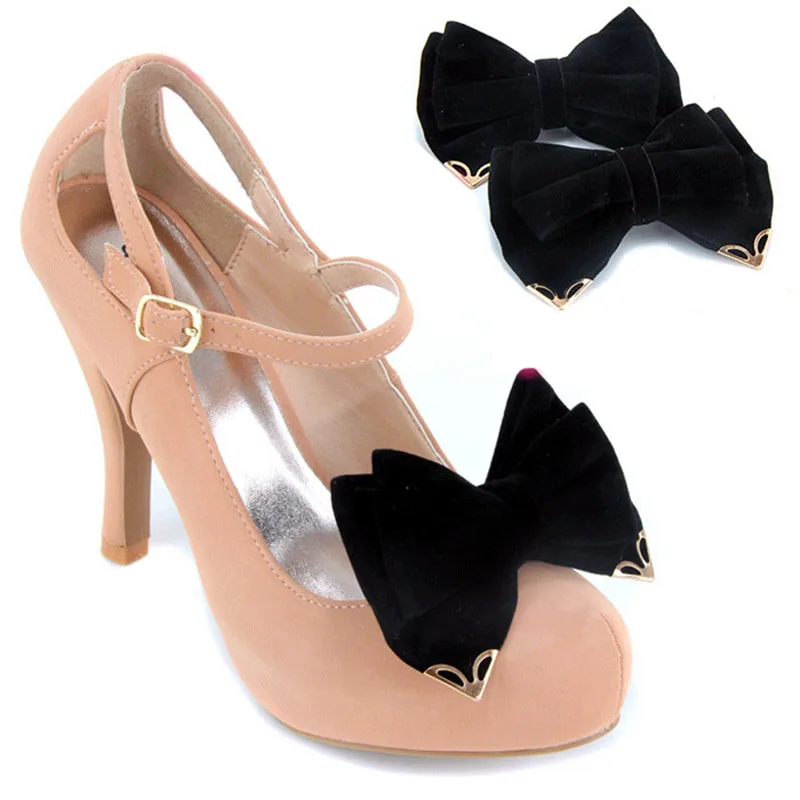 1 пара; модная атласная Женская обувь с бантом; искусственный шелк; бант-бабочка; Свадебная обувь на Хэллоуин; съемный галстук-бабочка