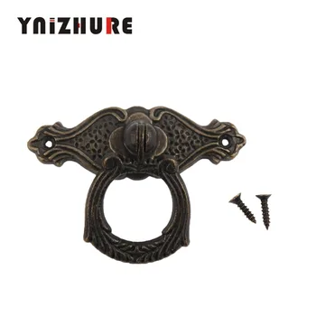 

YNIZHURE 10PCS Antique Furniture Handles Vintage Cabinet Knobs Kitchen Cupboard Dresser Door Drawer Ring Pull Handles 65*50MM