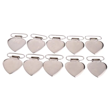 

10Pcs Heart Shape Insert Pacifier Metal Suspender Clips Baby Pacifier Holders