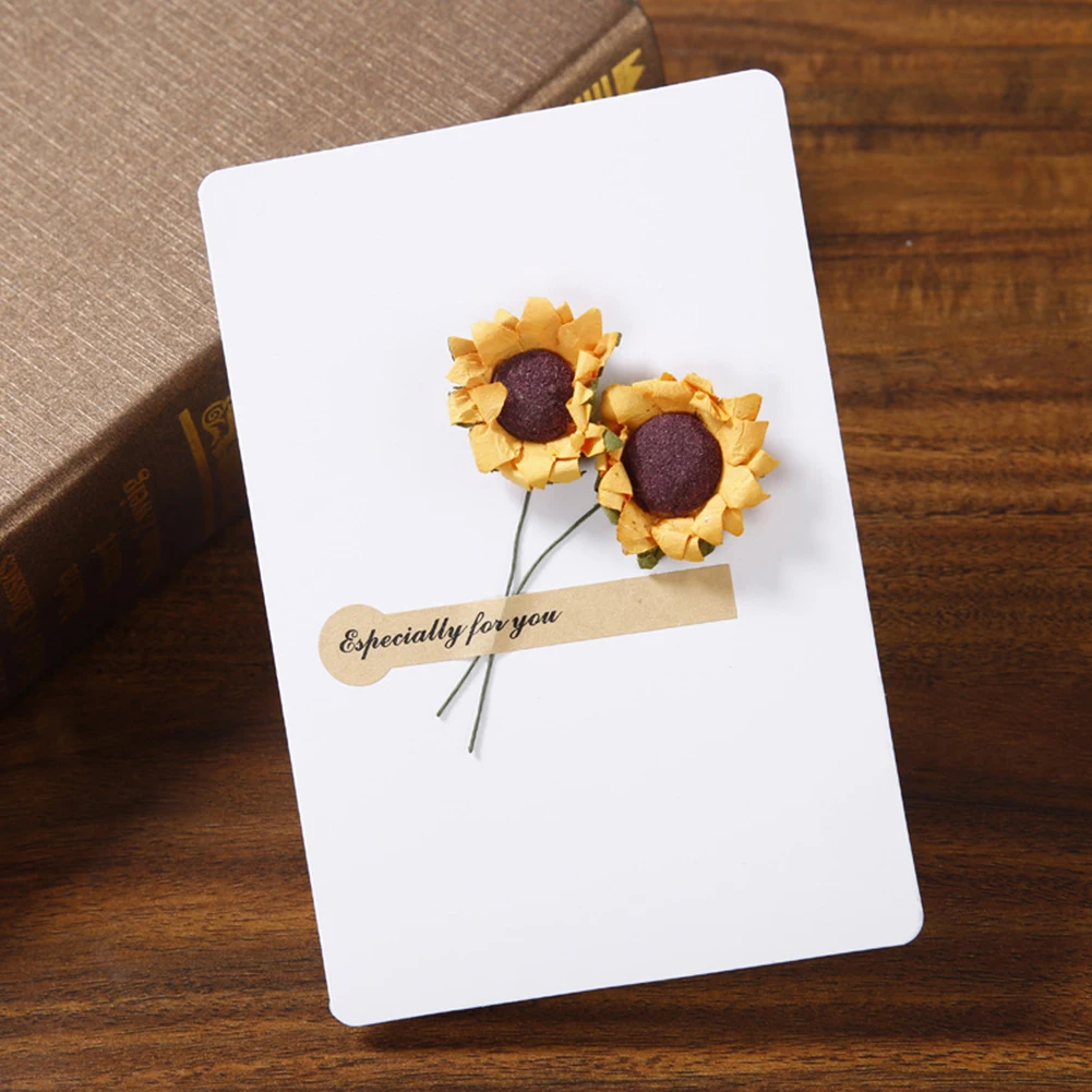 6pcs High-grade Stereoscopic card True feathers Dried Flower greeting card birthday gift wedding thank you cards Holiday decor