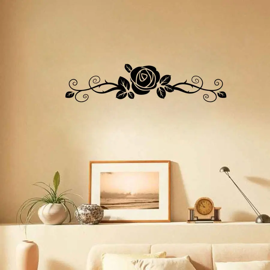 Decor Flower Vinyl Wall Stickers Fashion Living Room Decoration PVC Waterproof Romantic Black Rose DIY Home Mural SA118 | Дом и сад