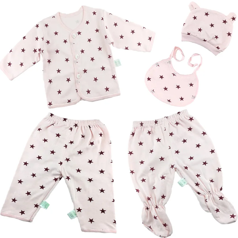 Одежда для новорожденных комплект Одежда для малышей из хлопка для маленьких девочек и мальчиков комплект одежды для малышей, костюмы Штаны+ топ+ шапка+ нагрудник 5 шт./компл - Цвет: CW6001Q