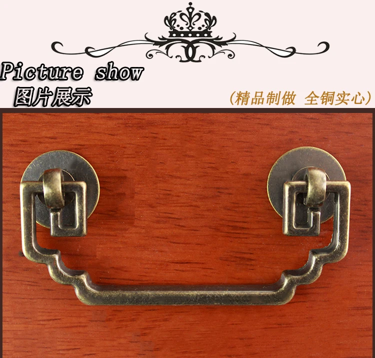 Classical furniture drawer full of antique copper double door wardrobe door handle European