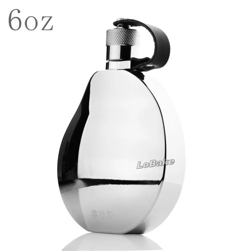 

New 6oz egg style mirror surface stainless steel hip flask wine pot with anti-lost belt alcohol stoup drinking accessories