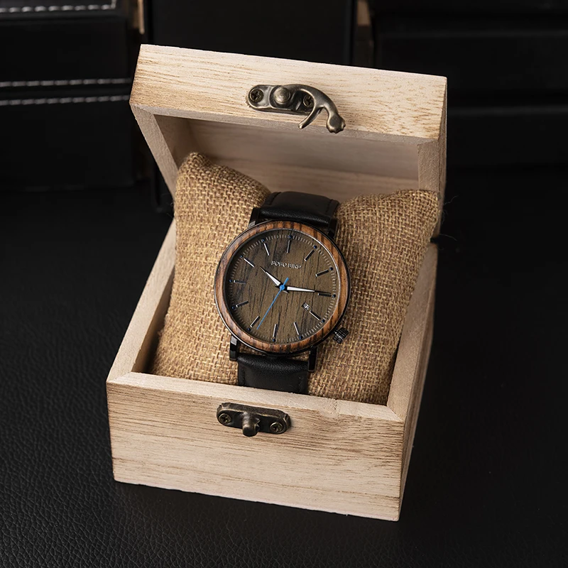 BOBO BIRD Wooden Metal Watch Men Brand Design Lightweight Quartz Watches Calendar Accept Customize Drop Shipping