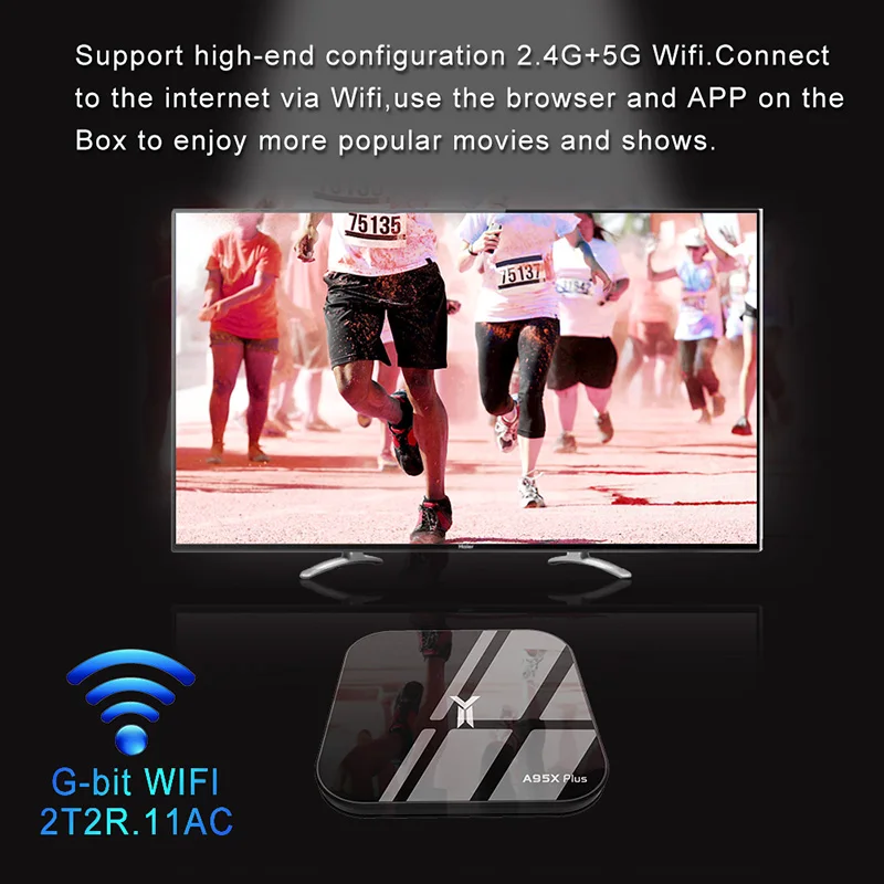 10PCS A95X Plus Smart TV Box Android 8.1 4GB DDR4 32GB eMMC Amlogic S905 Y2 Quad Core 2.4G&5G Dual