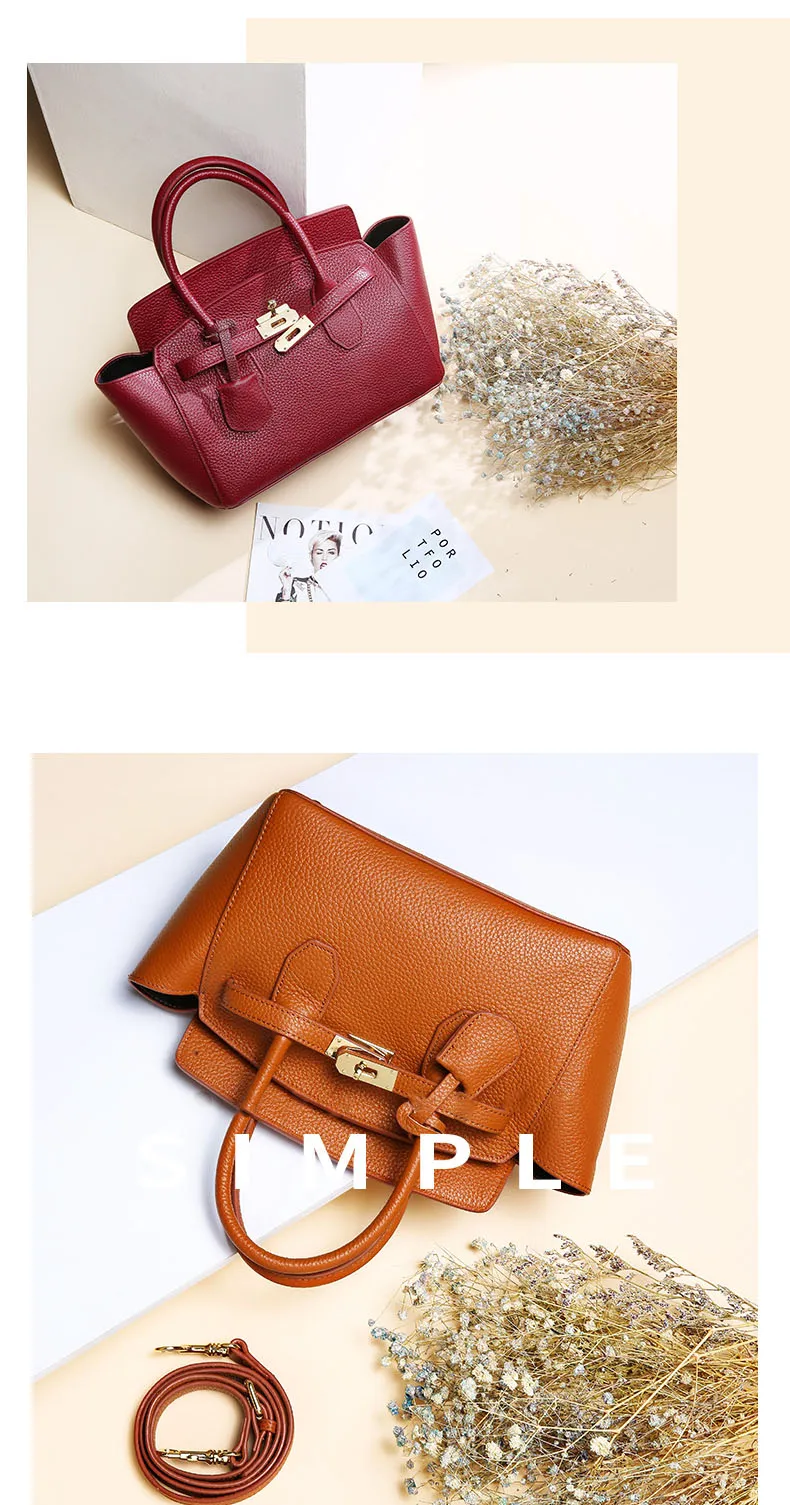 Классическая стильная кожаная сумка с золотым замком, женская сумка на плечо, Мини размер, натуральная кожа, модная сумка для женщин