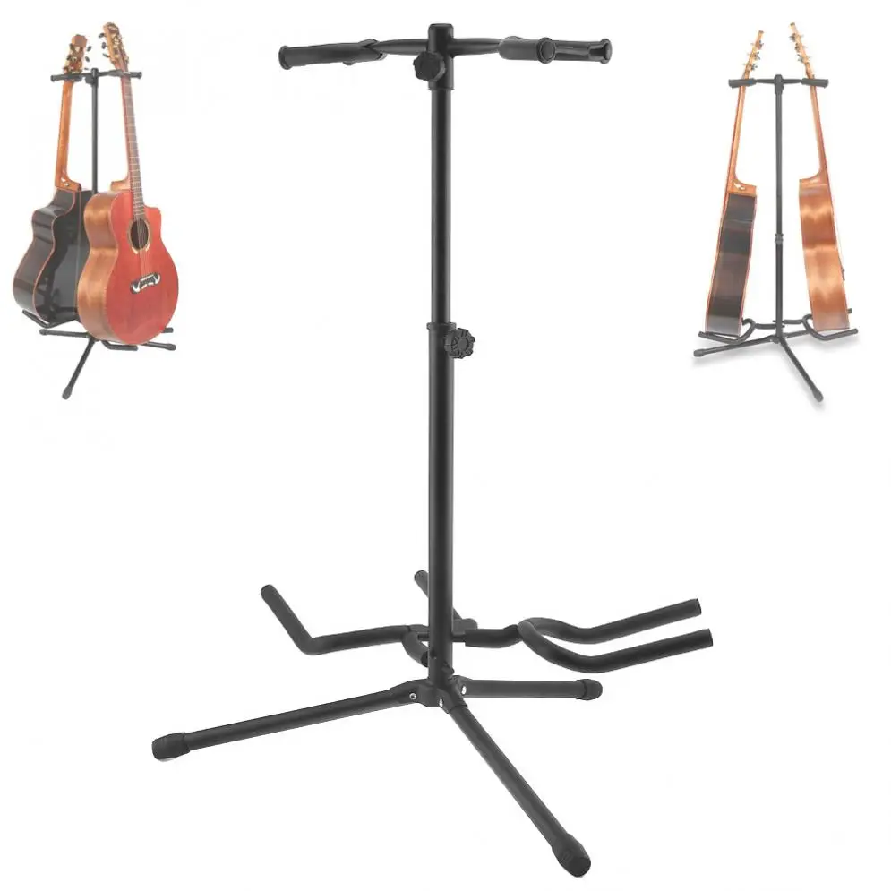 

Double Holders Aluminum Alloy Floor Guitar Stand with Stable Tripod for Display 2pcs Acoustic Electric Guitar Bass