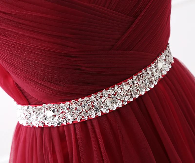 Новое поступление, платье подружки невесты бордового цвета, длинное Тюлевое платье в пол, расшитое блестками, v-образный вырез, красное вино, платья для свадебной вечеринки