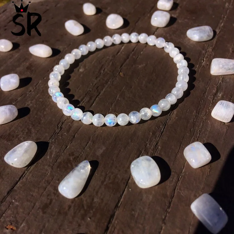 

New 4mm Rainbow Moonstone Beads Bracelet AAA Quality Genuine Natural Stone Energy Healing Bracelets Yoga Charm Bracelet for Men