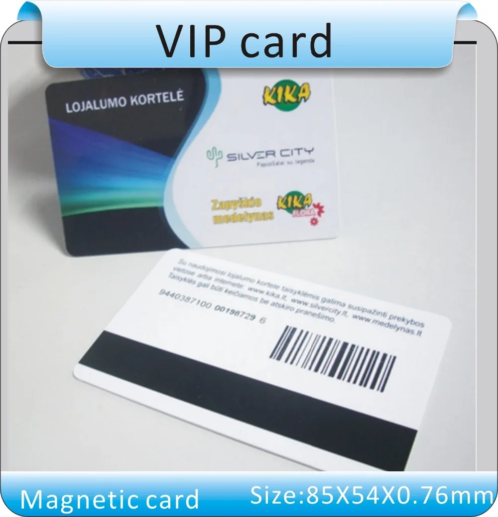 1000 шт. пользовательские VIP карты печать лояльности членство членам магнитных полосы пластиковых карт + 1 шт. 2nd трек чтения